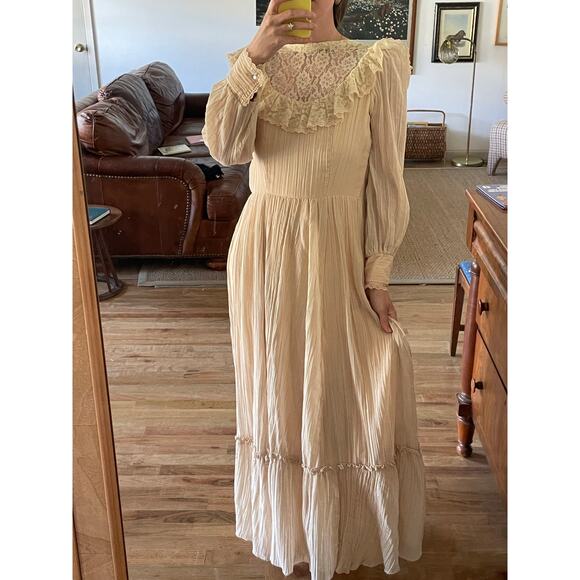 Vintage Victorian Boho Long Sleeve Dress Size Small - Picture 1 of 8